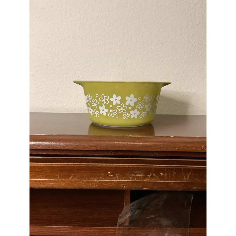 Vintage spring blossom crazy daisy Pyrex 1qt 473 casserole DISHWASHER DAMAGED